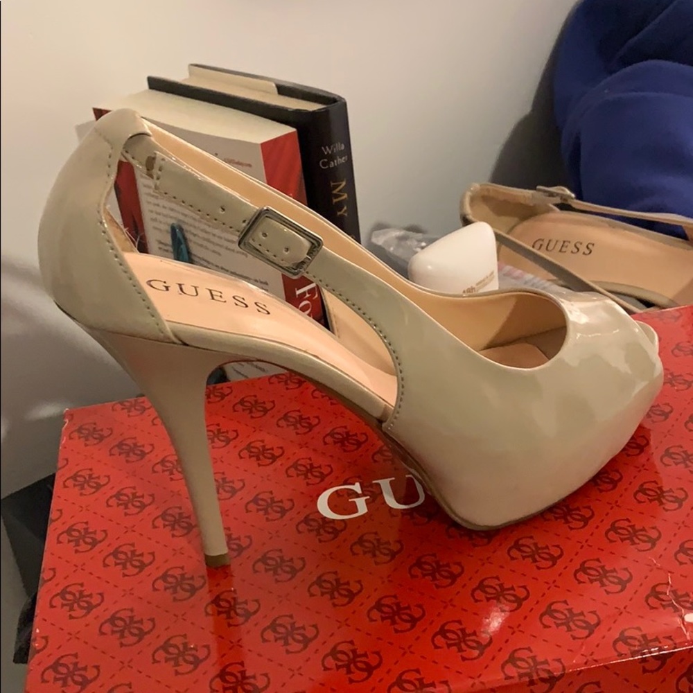 Guess nude open toe heels